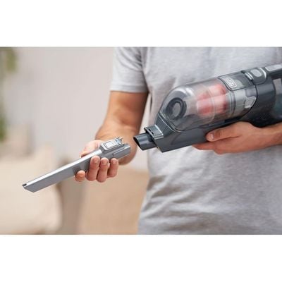 Black + Decker Cordless Stick Vacs , Cordless Handle Vacuum Cleaner, 3-In-1, 18 V, Bagless Floor & Handheld Vacuum Cleaner With Electric Brush, 2 Suction Levels, Wireless, Includes Wall Mount, Silver, Bhfea18D1-Gb