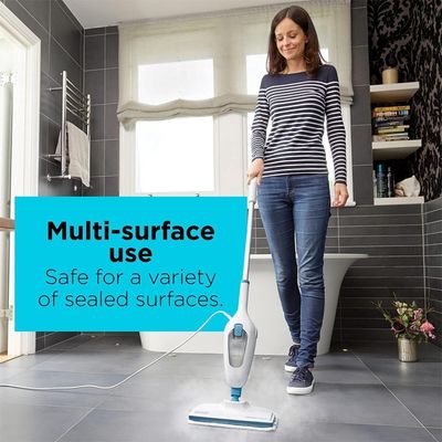 Black + Decker Steam Mop , Steam Mop, 1300W, 10-In-1 Steam Mop, White, Fsm13E1-B5