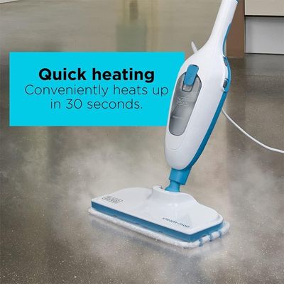 Black + Decker Steam Mop , Steam Mop, 1300W, 10-In-1 Steam Mop, White, Fsm13E1-B5