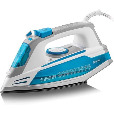 Black + Decker Steam Irons , Steam Irons, 2800W, 2 Way Auto Shut-Off Anti Drip, Anodized Sole Plate Variable Steam Iron, Blue, X2800-B5