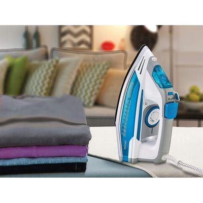 Black + Decker Steam Irons , Steam Irons, 2800W, 2 Way Auto Shut-Off Anti Drip, Anodized Sole Plate Variable Steam Iron, Blue, X2800-B5