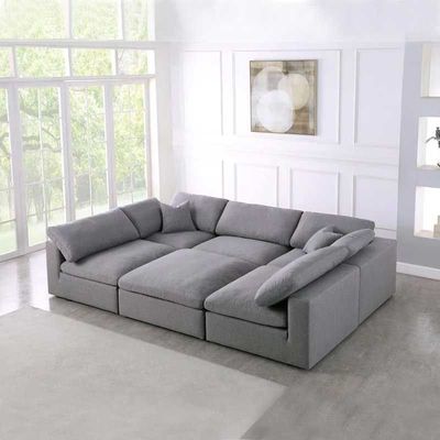 Velvet Reversible U Shape Modular Sofa with Ottoman - Dark Grey, 260cm W x 170cm D x 80cm H