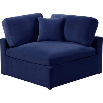 Velvet Reversible U Shape Modular Sofa with Ottoman - Blue, 260cm W x 170cm D x 80cm H