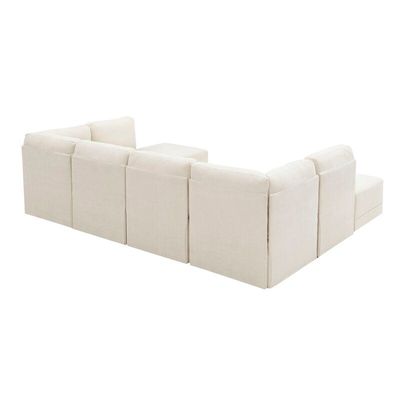 Senelia Wide Symmetrical Modular Sofas With Ottoman - Beige, 280cm W x 197cm D x 85cm H