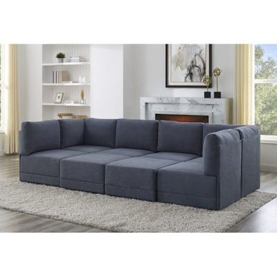 Senelia Wide Symmetrical Modular Sofas With Ottoman - Dark Gray, 280cm W x 197cm D x 85cm H