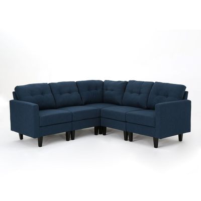 Emmie Mid Century Sectional Sofa 5-piece Sectional Sofa Set - Blue, 225cm W x 225cm D x 90cm H