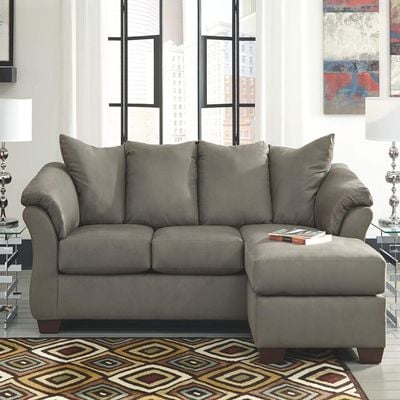  Huntsville Linen Modular Couch - Grey, 220cm W x 160cm D x 90cm H