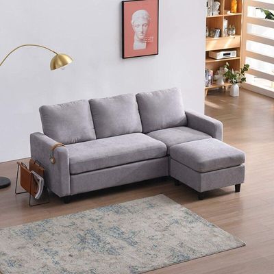 Aves Reversible Modular Sectional Sofa - Light Gray, 195cm W x 135cm D x 90cm H