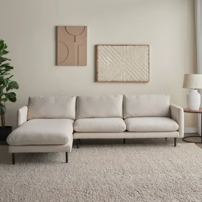 Left Corner Jasper L Shaped Sofas - Off White, 210 cm W x 150 cm D x 85 cm H