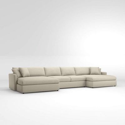  3-Piece Double Chaise Sectional Sofa - Beige, 300 cm W x 150cm D x 85cm H