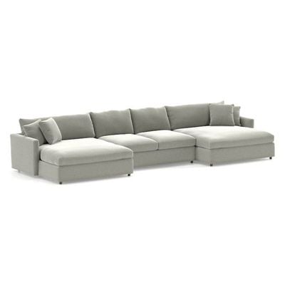  3-Piece Double Chaise Sectional Sofa - Light Gray, 300 cm W x 150cm D x 85cm H