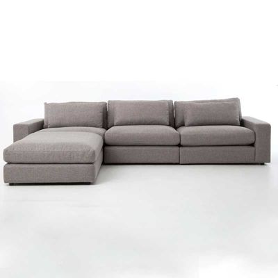 Elissa Square Arm Modular Chaise Couch - Grey, 270cm W x 170cm D x 80cm H