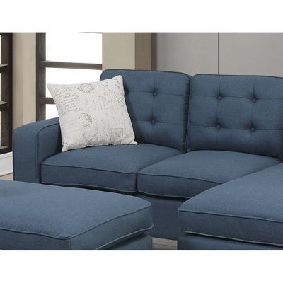 Howa Wide Sectional with Ottoman - Blue, 210cm W x 152cm D x 85cm H