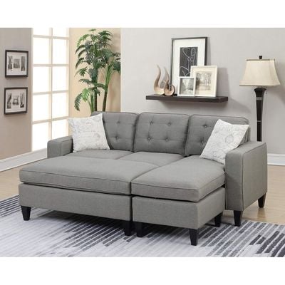 Howa Wide Sectional with Ottoman - Grey, 210cm W x 152cm D x 85cm H