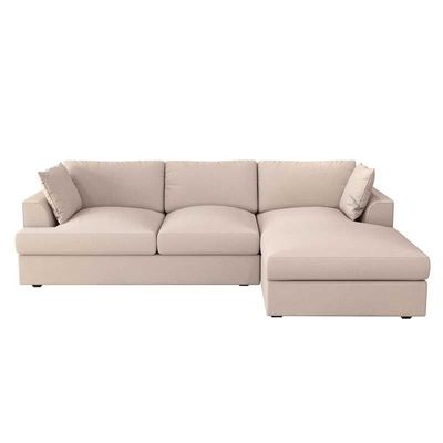 Three Seater L Shaped Sofa - Right Hand Facing - Beige, 240 cm W x 145 cm D x 85 cm H