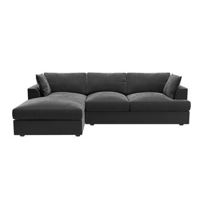 Three Seater L Shaped Sofa - Right Hand Facing - Light Gray, 240 cm W x 145 cm D x 85 cm H