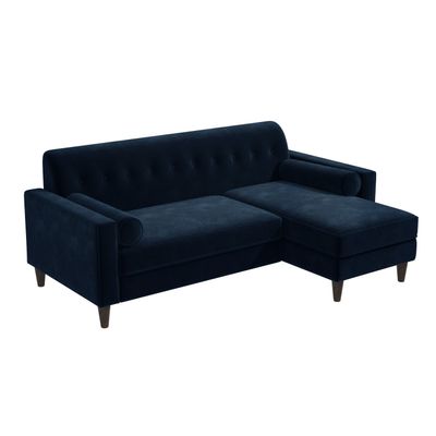 L Shape 3 Seater Sofa - Right Hand Facing - Navy blue, H79 x W202 x D135 cm