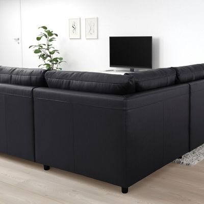 Vimle 4 seater sofa- Black Faux Leather, 220cm Wx 220cm D x 80cm H