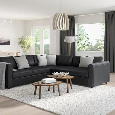 Vimle 4 seater sofa- Black Faux Leather, 220cm Wx 220cm D x 80cm H