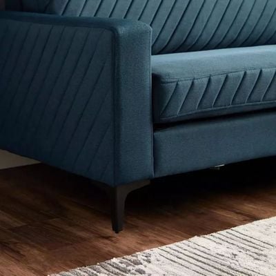 3-Seater Fabric Corner Sofa- Metallic Blue, 210cm W x 160cm D x 85cm H