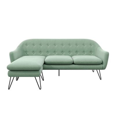 Sage Green Fabric L Shaped 3 Seater Sofa - sage green, 190 cm W x 130 cm D cm x 90 cm H