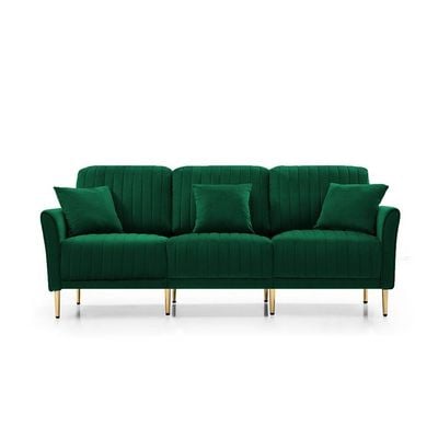  Living Room Sectional Sofa with Ottoman - Green, 200cm W x 85cm D x 90cm H