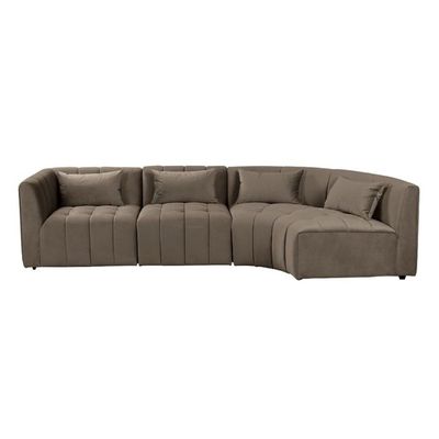 Left Hand Curved Corner Sofa  - Brown, 255cm W x 120cm D x 80cm H Right Hand Curved