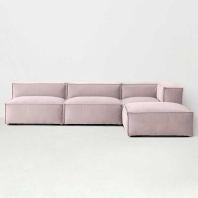  Modern Modular L-shape Sofa - Pink, 276cm W x 180cm D x  67cm H