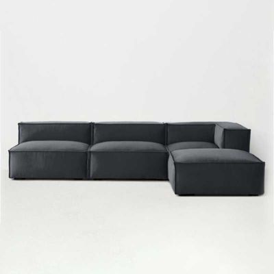  Modern Modular L-shape Sofa - Black, 276cm W x 180cm D x  67cm H