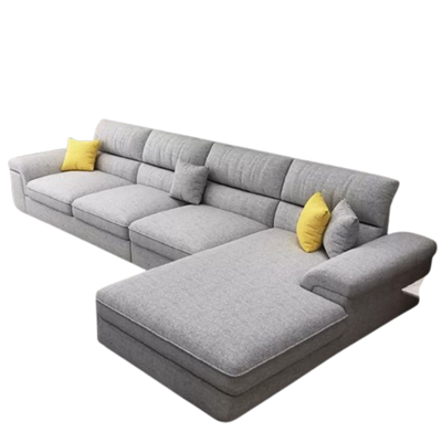  Linen L-Shape Sofa Chaise - Gray, 320cm L x 94cm H x 180cm W