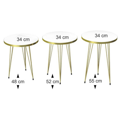 LHFHOMT- Round Coffee table set Nesting Coffee Table Set of 3 Pieces, Wooden Top, for Living Room, Balcony, Sofa Side