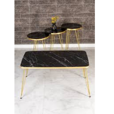 LHFHOMT-4 Piece COFFEE TABLE Living Room Table Set,1 Coffee Table and 3 Nesting Tables, Free Fixing for Living Room, Sofa Side