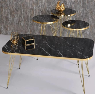 LHFHOMT-4 Piece COFFEE TABLE Living Room Table Set,1 Coffee Table and 3 Nesting Tables, Free Fixing for Living Room, Sofa Side