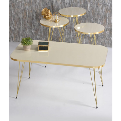 LHFHOMT-4 Piece COFFEE TABLE Living Room Table Set,1 Coffee Table and 3 Nesting Tables, Free Fixing for Living Room, Sofa Side