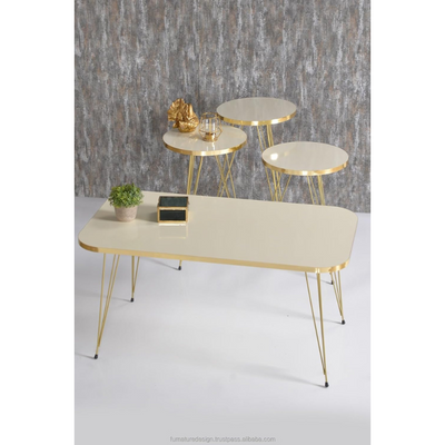 LHFHOMT-4 Piece COFFEE TABLE Living Room Table Set,1 Coffee Table and 3 Nesting Tables, Free Fixing for Living Room, Sofa Side