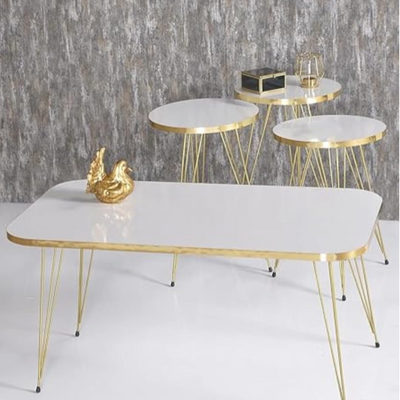 LHFHOMT-4 Piece COFFEE TABLE Living Room Table Set,1 Coffee Table and 3 Nesting Tables, Free Fixing for Living Room, Sofa Side
