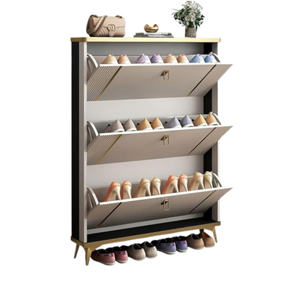 LHFHOMT Wooden Shoe Cabinet to Organize the Shoes – Sturdy Shoe Cabinet With 3 Flip Doors