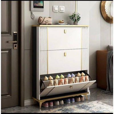 LHFHOMT Wooden Shoe Cabinet to Organize the Shoes – Sturdy Shoe Cabinet With 3 Flip Doors