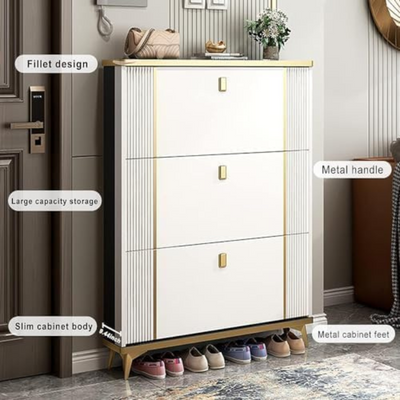 LHFHOMT Wooden Shoe Cabinet to Organize the Shoes – Sturdy Shoe Cabinet With 3 Flip Doors