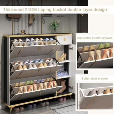 LHFHOMT Wooden Shoe Cabinet to Organize the Shoes – Sturdy Shoe Cabinet With Flip Doors