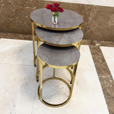 LHFHOMT-Nesting Tables Set of 3 Pieces, wooden Top, Strong Metal Frame for Living Room,Office,Sofa Side