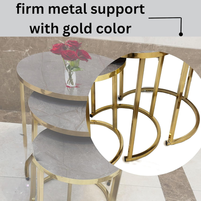 LHFHOMT-Nesting Tables Set of 3 Pieces, wooden Top, Strong Metal Frame for Living Room,Office,Sofa Side