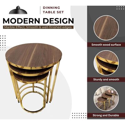 LHFHOMT-Nesting Tables Set of 3 Pieces, wooden Top, Strong Metal Frame for Living Room,Office,Sofa Side