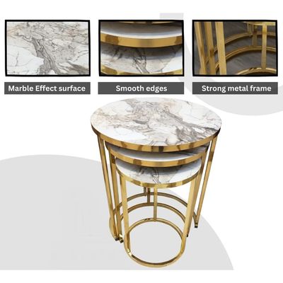 LHFHOMT-Nesting Tables Set of 3 Pieces, wooden Top, Strong Metal Frame for Living Room,Office,Sofa Side