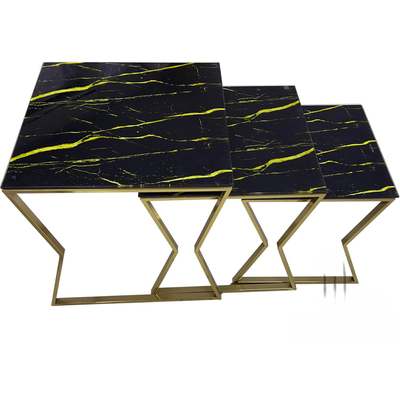 LHFHOMT-Nesting Tables Set of 3 Pieces, wooden Top, Strong Metal Frame for Living Room,Office,Sofa Side
