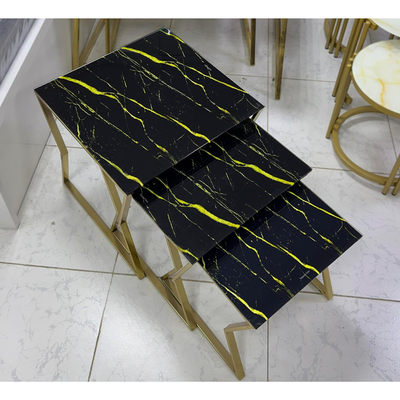 LHFHOMT-Nesting Tables Set of 3 Pieces, wooden Top, Strong Metal Frame for Living Room,Office,Sofa Side