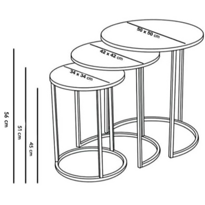 LHFHOMT-Nesting Tables Set of 3 Pieces, Ceramics Glass Top, Strong Metal Frame for Living Room,Office,Sofa Side
