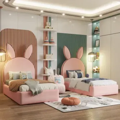 Bunny Kids Bed W 135 x L 190  - Pink with 1-Year Warranty