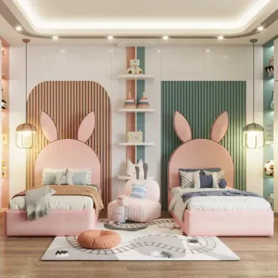 Bunny Kids Bed W 160 x L 200  - Pink with 1-Year Warranty