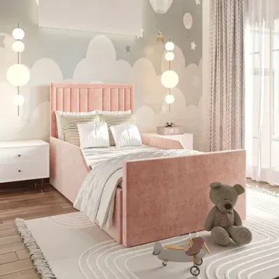 Dinah Kids Bed W 150 x L 190  - Velvet Pink with 1-Year Warranty